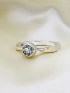 HIFLYER JEWELS 925 Sterling Silver Aquamarine Stone Studded Finger Ring