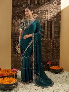 kasee Embellished Sequinned Silk Blend Saree