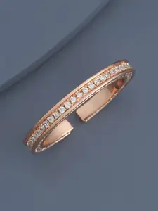 Kushal's Fashion Jewellery Rose Gold-Plated CZ-Studded Adjustable Finger Ring
