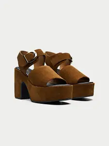 Oroh Suede Party Platform Sandals with Buckles