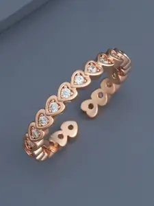 Kushal's Fashion Jewellery Rose Gold-Plated CZ-Studded Adjustable Finger Ring