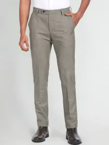 Arrow Men Textured Checked Slim Fit Trousers