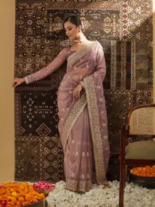 kasee Floral Zardozi Supernet Saree