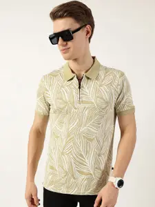 Thomas Scott Men Floral Printed Polo Collar Pockets T-shirt