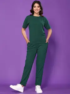 vj fashion Round Neck T-Shirt With Jogger Co-Ords Set