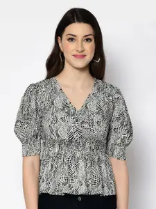 all about you Animal Print Puff Sleeve Top