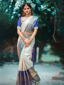 Anouk Woven Design Zari Silk Blend Kanjeevaram Saree