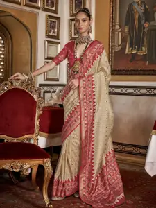 elora Woven Design Zari Silk Blend Patola Saree