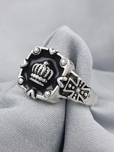 Saizen Men Stainless Steel Adjustable Funky Crown Thumb Finger Ring