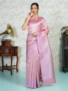MIMOSA Woven Design Zari Art Silk Kanjeevaram Saree With Blouse Piece