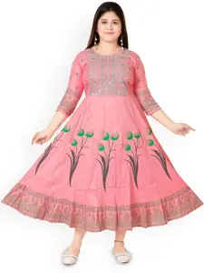 BAESD Girls Embroidered Cotton Gown Ethnic Dresses
