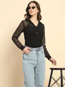 BAESD Women Contemporary Spread Collar Solid Casual Shirt