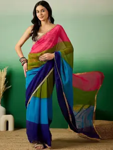Anouk Colourblocked Poly Georgette Ready to Wear Saree