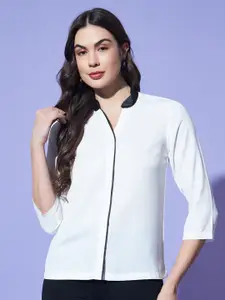 BAESD Women Comfort Mandarin Collar Solid Formal Shirt