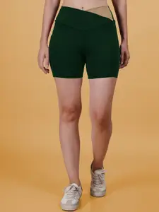 N-Gal Women Colourblocked Slim Fit Training or Gym Sports Shorts with Technology