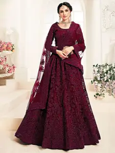 JULEE Embroidered Thread Work Semi-Stitched Lehenga & Unstitched Blouse With Dupatta
