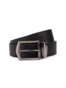 The Roadster Lifestyle Co Men Textured Genuine Italian Leather Reversible Buckle Belt