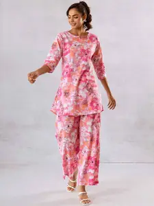 HUKUM Printed Pure Cotton Top With Palazzo Co-Ords