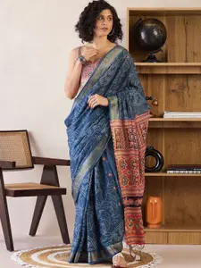 Saree mall Ready to Wear Bandhani Designer Bagru Sarees