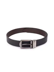 The Roadster Lifestyle Co Men Textured Italian Genuine Leather Reversible Buckle Belt