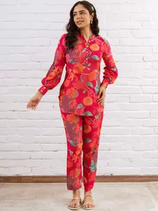HUKUM Printed Pure Silk Top & Trousers Co-Ords