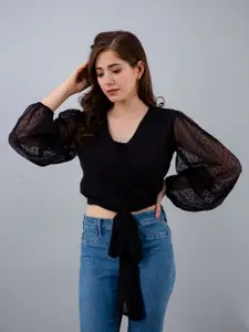 all about you Flared Sleeve Wrap Top