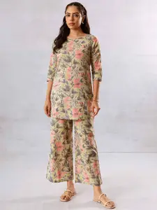 HUKUM Printed Pure Cotton Top & Palazzos Co-Ords