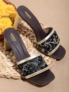 Anouk Floral Embroidered Block Heels