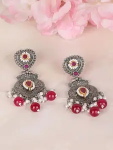 Sangria Kundan Stone Studded & Beaded Drop Earrings
