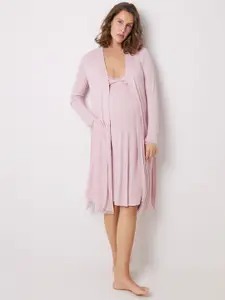 women'secret Knee Length Ribbed Maternity Robe