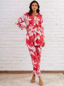 HUKUM Printed Top With Trousers Co-Ords