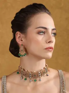 Anouk Stone Studded & Beaded Necklace and Earrings