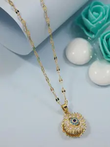 Palli Creation Gold-Plated Oval Pendants with Chains