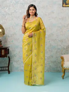 MIMOSA Floral Embroidered Banarasi Saree