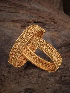 Kushal's Fashion Jewellery Set Of 2 Gold-Plated Antique Bangles
