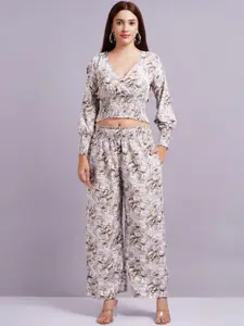 HIGHLIGHT FASHION EXPORT Printed Top With Trouser Co-Ords