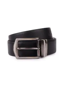 The Roadster Lifestyle Co Men Textured Italian Genuine Leather Reversible Buckle Belt