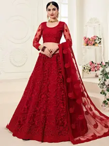 JULEE Embroidered Sequinned Semi-Stitched Lehenga & Unstitched Blouse With Dupatta