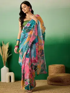Anouk Floral Poly Georgette Ready to Wear Saree