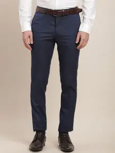 Turtle Men Tailored Skinny Fit Mid Rise Formal Trousers