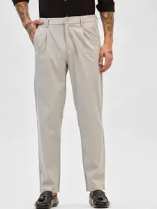 Snitch Men Smart Slim Fit Pleated Trousers