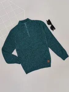 Pantaloons Junior Boys Mock Collar Knitted Casual Pullover Sweaters