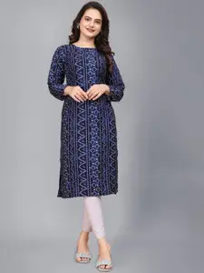 AK FASHION MALL Women Geometric Checked Flared Sleeves Crepe Kurta