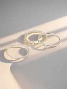 Accessorize Set Of 3 Sterling Silver Silver-Plated Butterfly Finger Rings