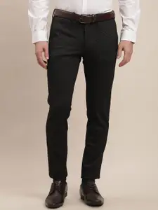 Turtle Men Textured Tailored Skinny Fit Formal Trousers