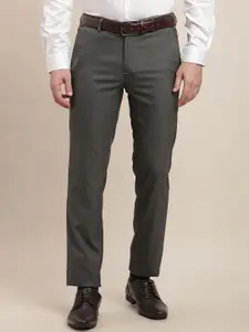 Turtle Men Checked Tailored Slim Fit Formal Trousers