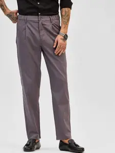 Snitch Men Smart Slim Fit Pleated Regular Trousers