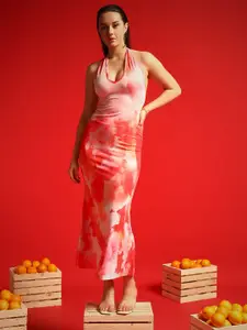 BAESD Floral Printed Halter Neck Maxi Dress