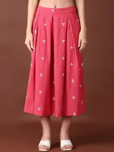 V-Mart Women Ethnic Motifs Embroidered Midi Skirt