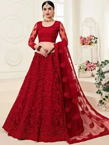 LADY SHOPI Embroidered Beads and Stones Semi-Stitched Lehenga & Unstitched Blouse With Dupatta